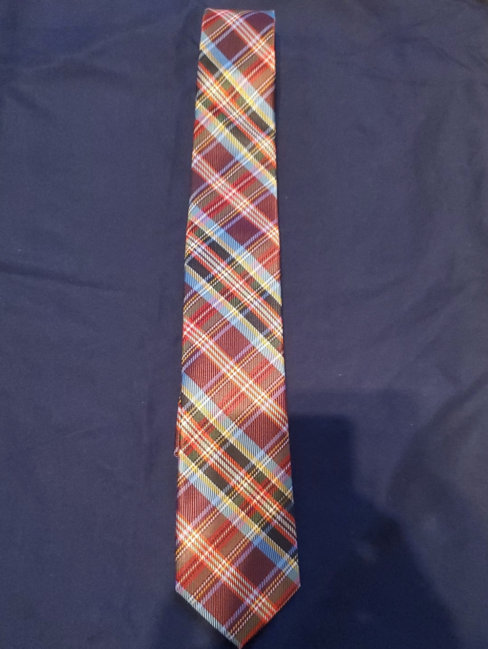 Londonderry Plaid Men's Neck Tie - Red Multicolor